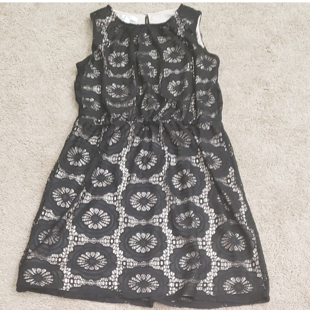 London Times Eyelet Lace Sleeveless Midi Dress